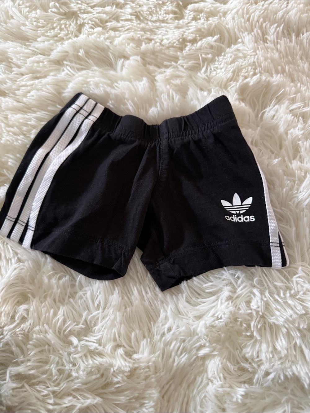 adidas Black Shorts with White Three-Stripe Detail
